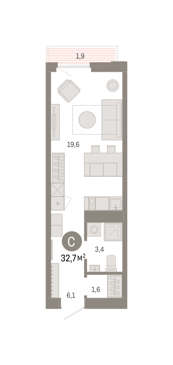 Студия 32 м2 в ЖК Зарека корпус null этаж 10