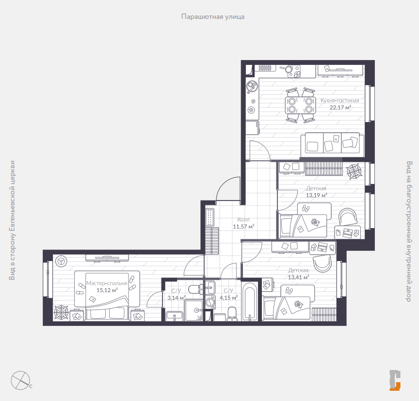 Студия 83 м2 в ЖК Veren Next Шуваловский корпус null этаж 2