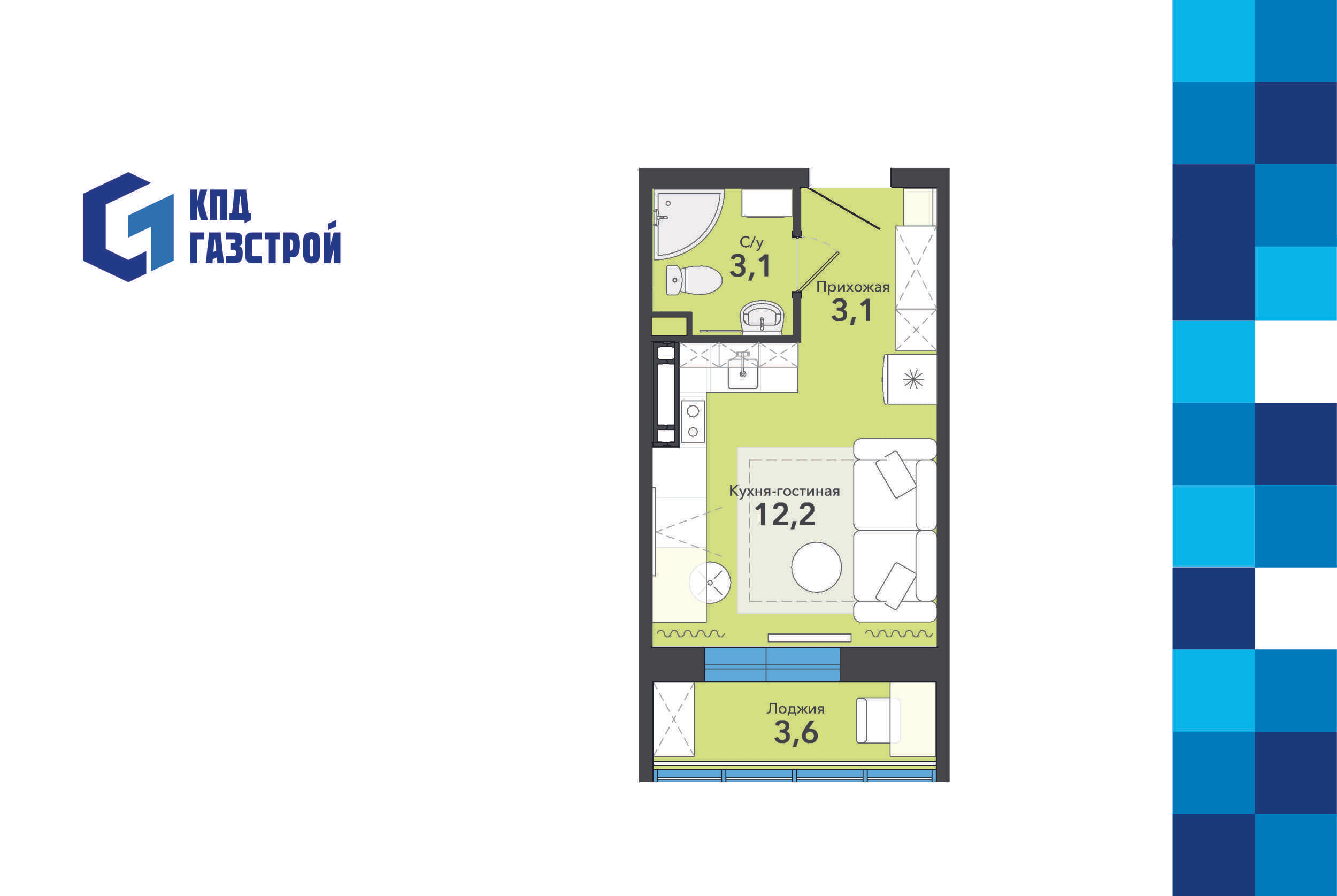 Студия 22 м2 в ЖК Чистая Слобода корпус null этаж 14