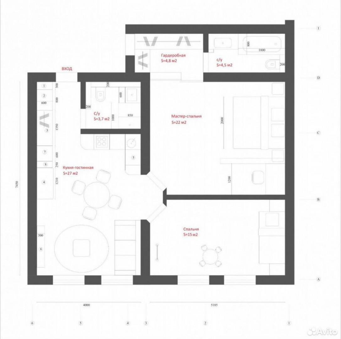 3-комнатная 77 м2 в ЖК undefined корпус null этаж 1