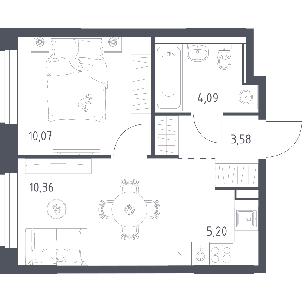 Студия 33 м2 в ЖК Квартал Ивакино корпус null этаж 4