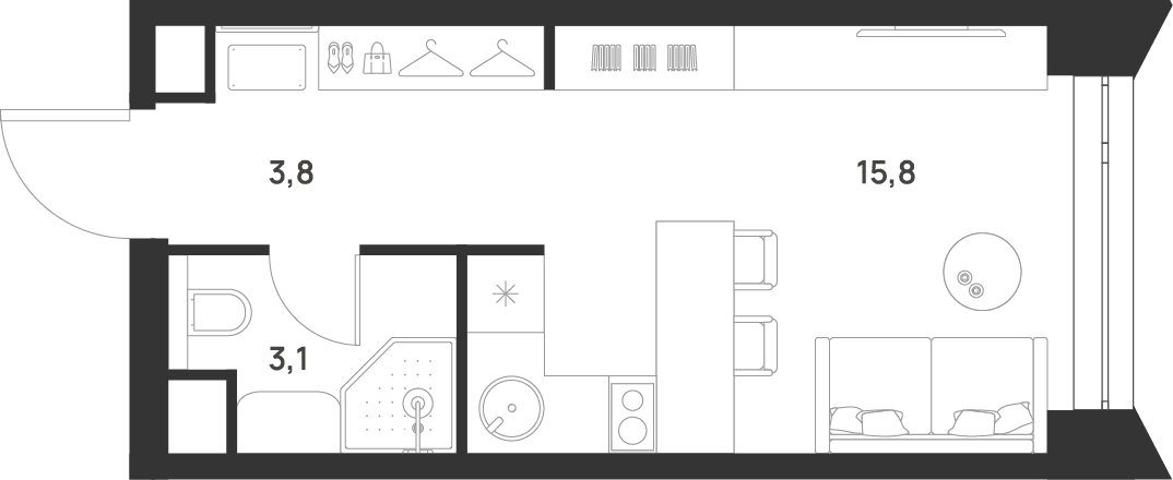 Студия 22 м2 в ЖК Voice Towers корпус null этаж 26
