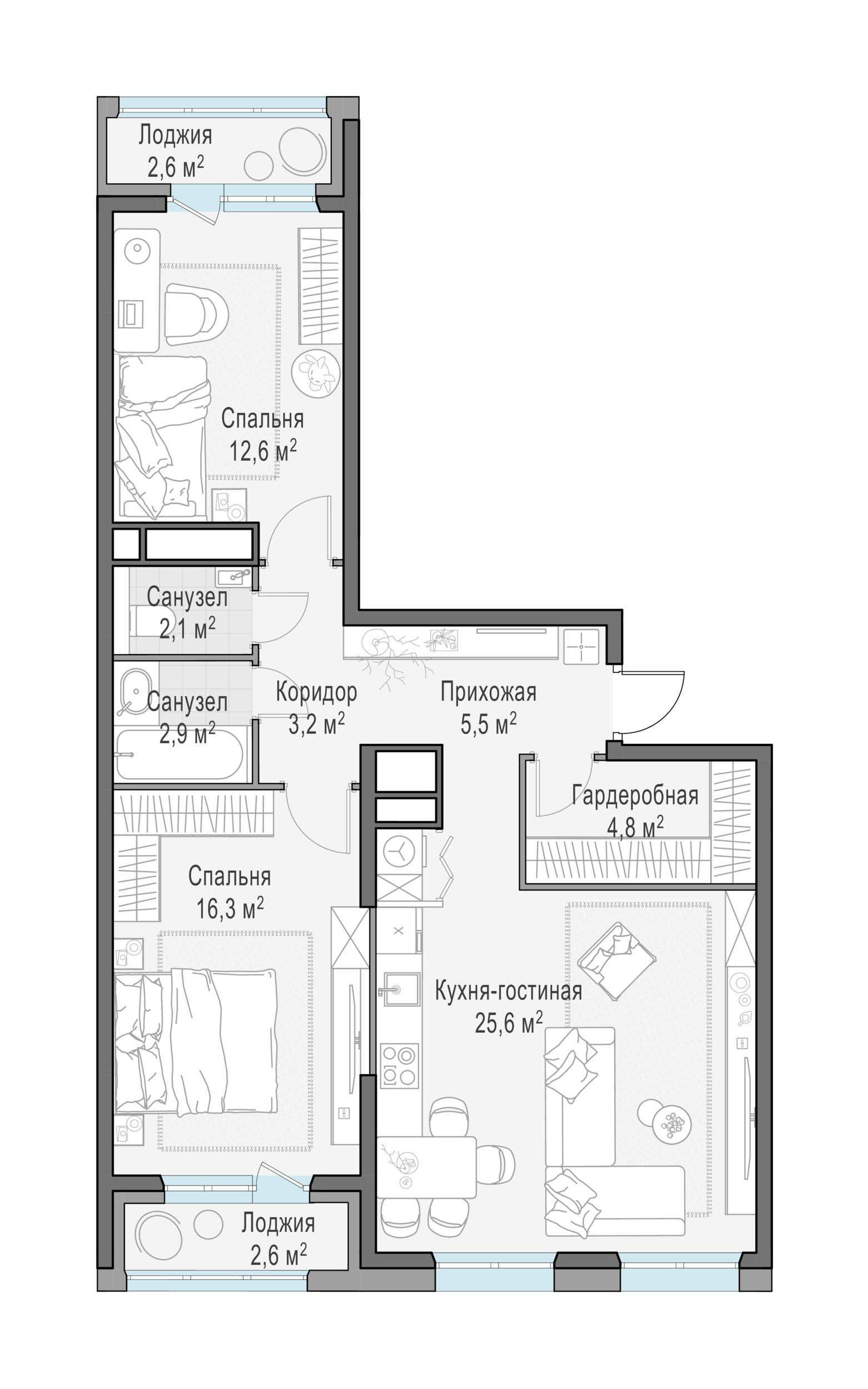 3-комнатная 75 м2 в ЖК Жилой квартал «Филатов луг» корпус null этаж 11