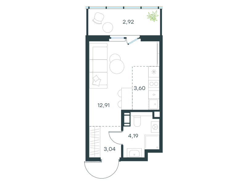 Студия 26 м2 в ЖК Левел Мечникова корпус null этаж 6