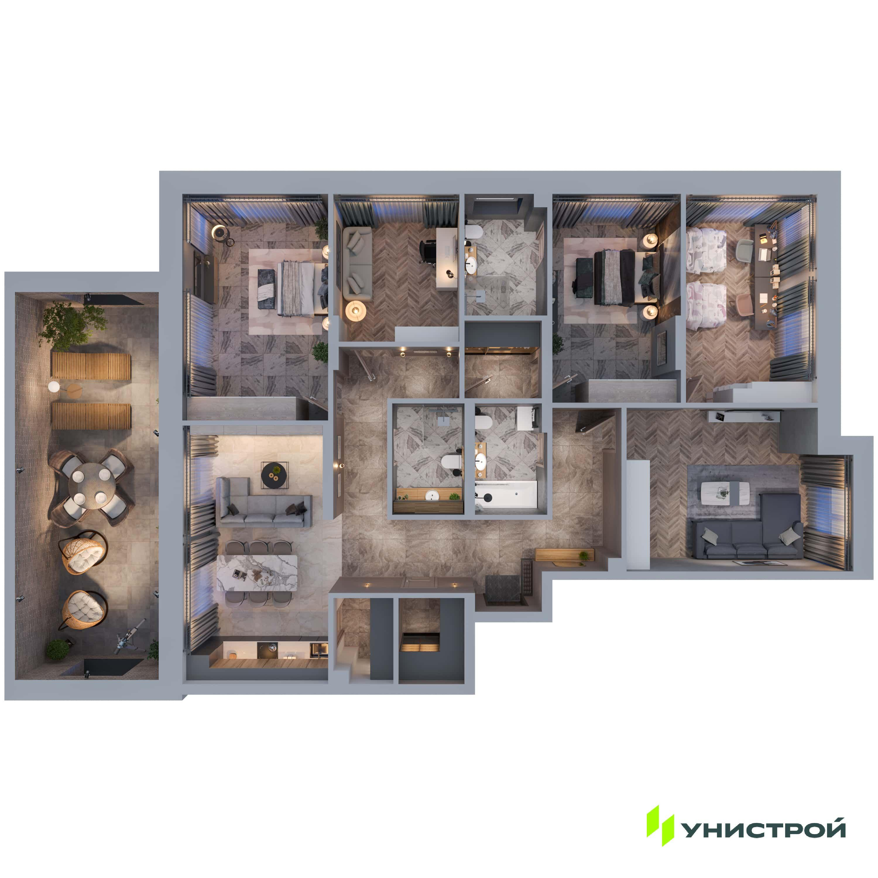 5-комнатная 155 м2 в ЖК ART City корпус null этаж 2