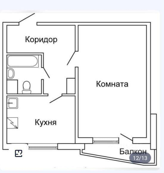 1-комнатная 36.6 м2 в ЖК undefined корпус null этаж 12