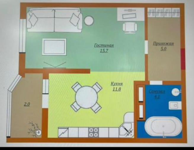 1-комнатная 38.6 м2 в ЖК undefined корпус null этаж 18