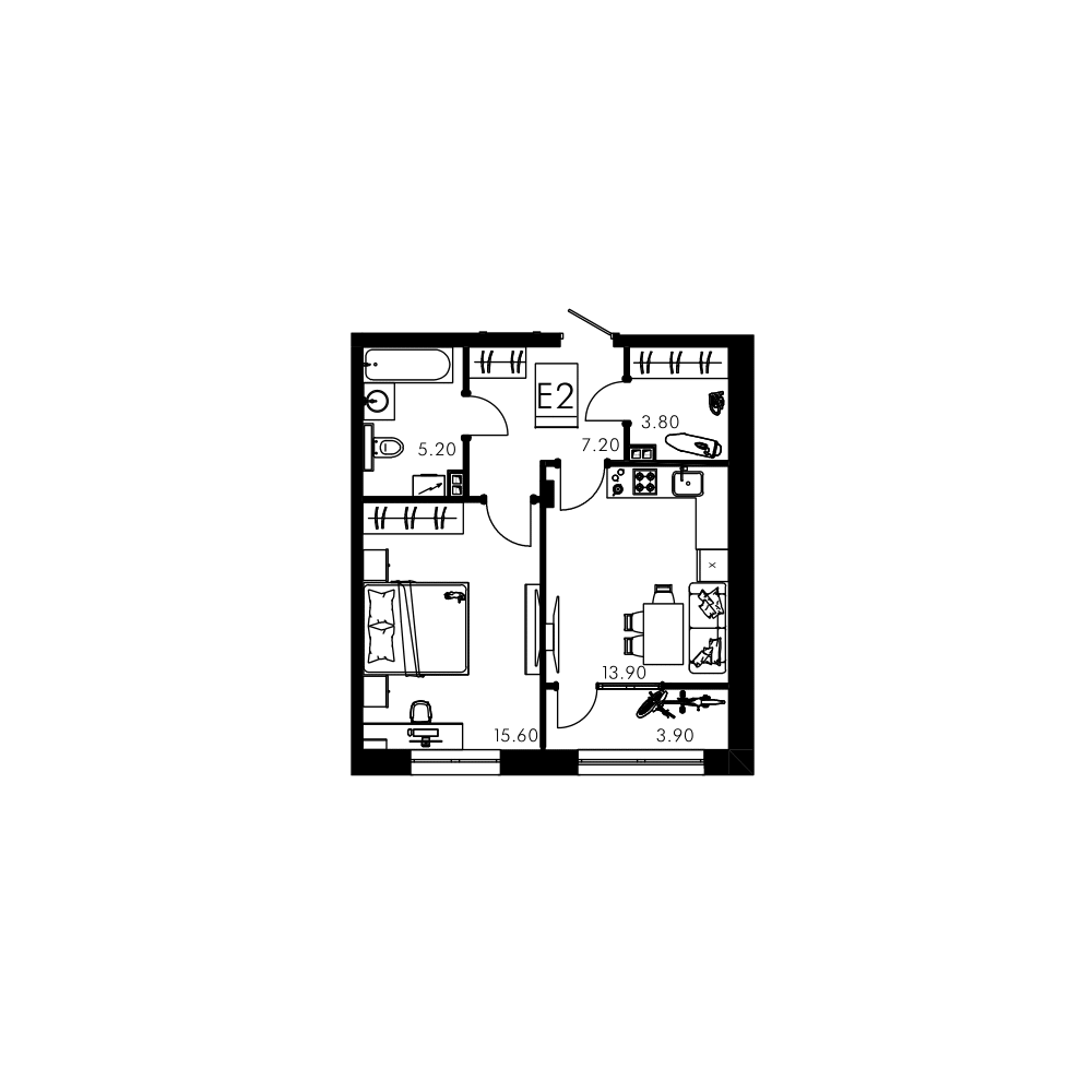 2-комнатная 49.4 м2 в ЖК undefined корпус null этаж 11