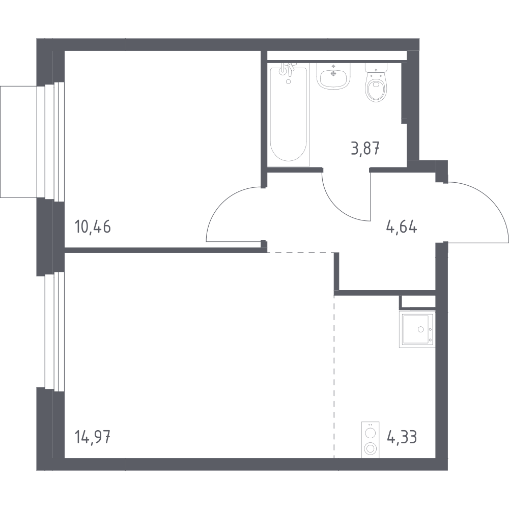 Студия 38 м2 в ЖК Новое Внуково корпус null этаж 5