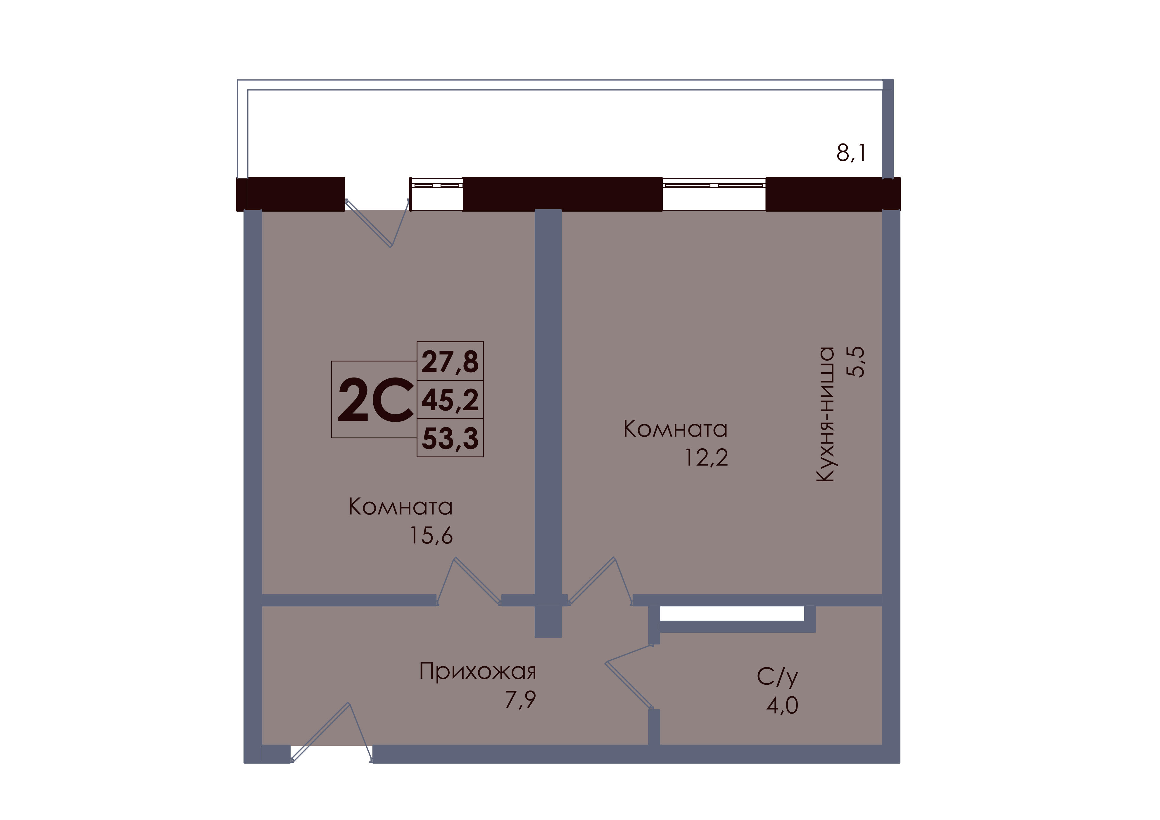 Студия 47 м2 в ЖК Академия корпус null этаж 13
