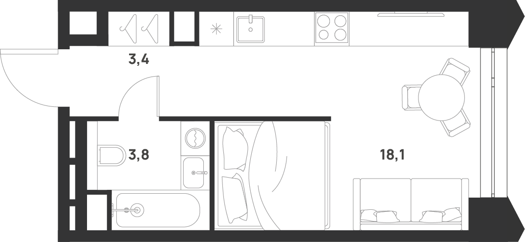 Студия 25 м2 в ЖК Voice Towers корпус null этаж 20