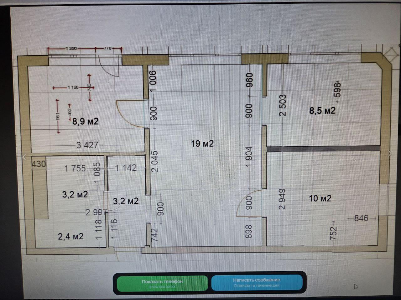 2-комнатная 56 м2 в ЖК undefined корпус null этаж 15