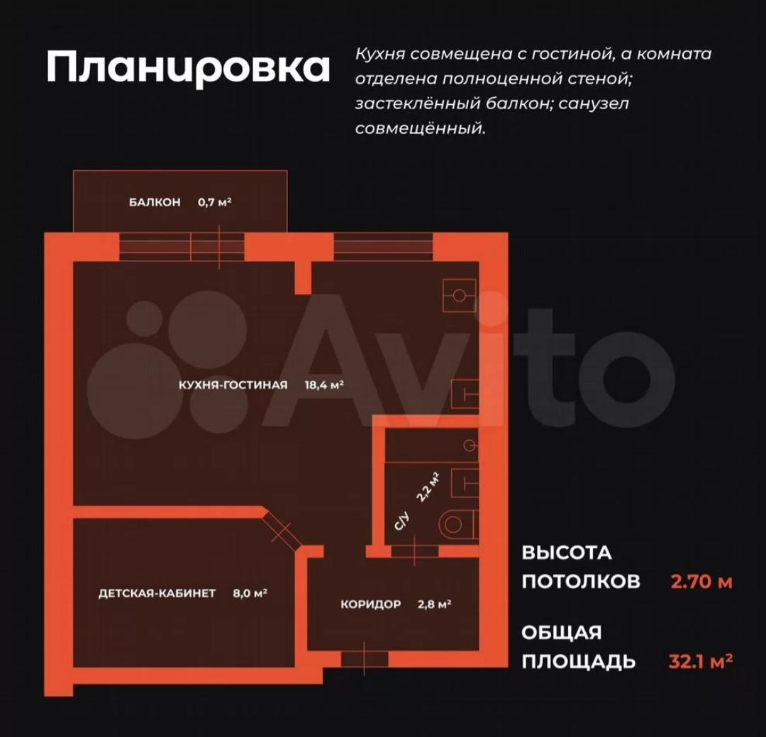 1-комнатная 31.4 м2 в ЖК undefined корпус null этаж 4