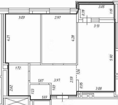 2-комнатная 59 м2 в ЖК undefined корпус null этаж 13