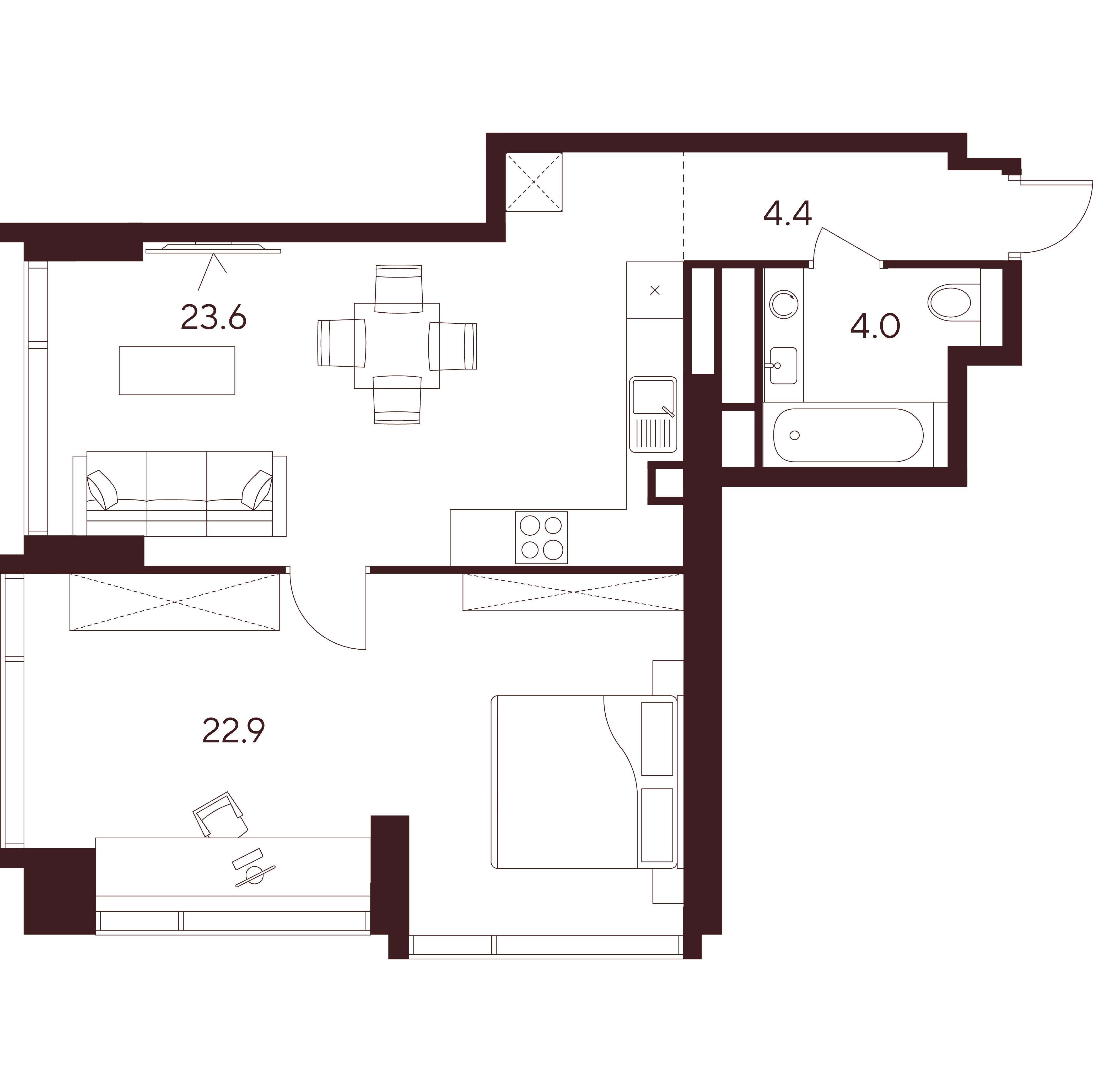 Студия 54 м2 в ЖК Indy Towers корпус null этаж 22