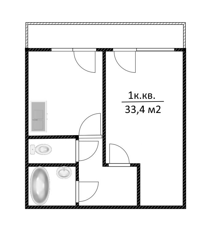 1-комнатная 33.4 м2 в ЖК undefined корпус null этаж 6