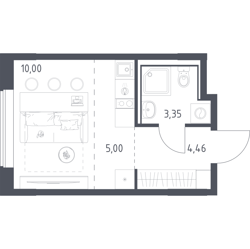 Студия 22 м2 в ЖК Прибрежный парк корпус null этаж 4