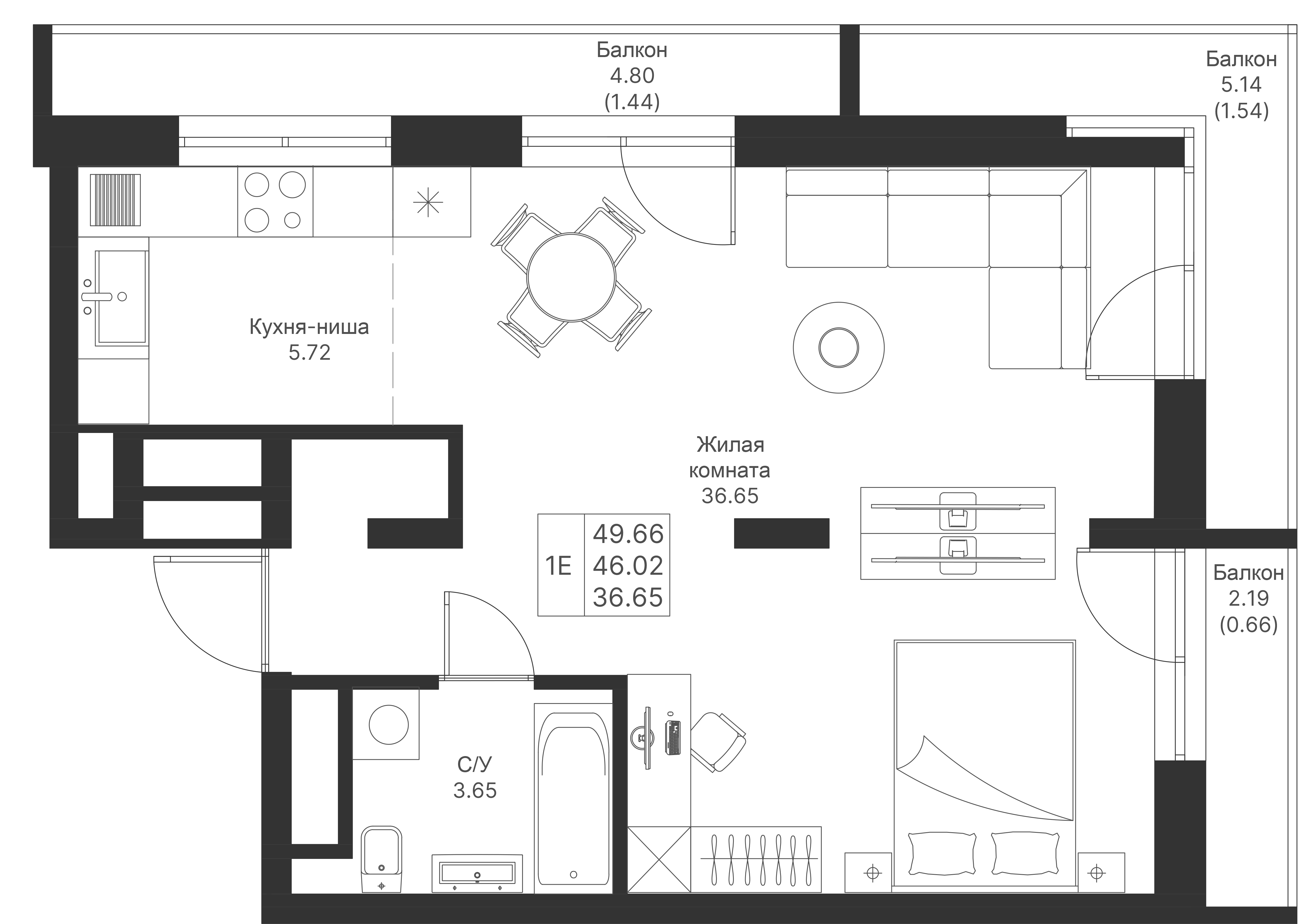 Студия 49 м2 в ЖК Мой Ритм корпус null этаж 15
