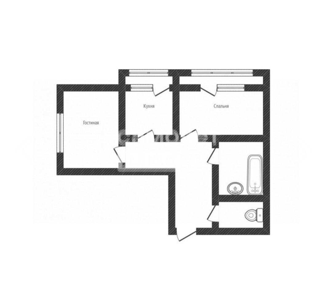 2-комнатная 54.2 м2 в ЖК undefined корпус null этаж 8