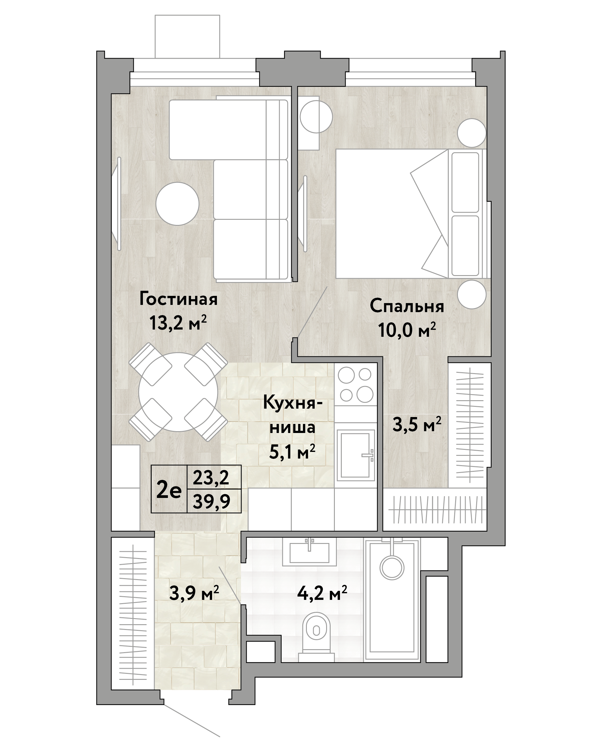 1-комнатная 39 м2 в ЖК Новые Смыслы корпус null этаж 15