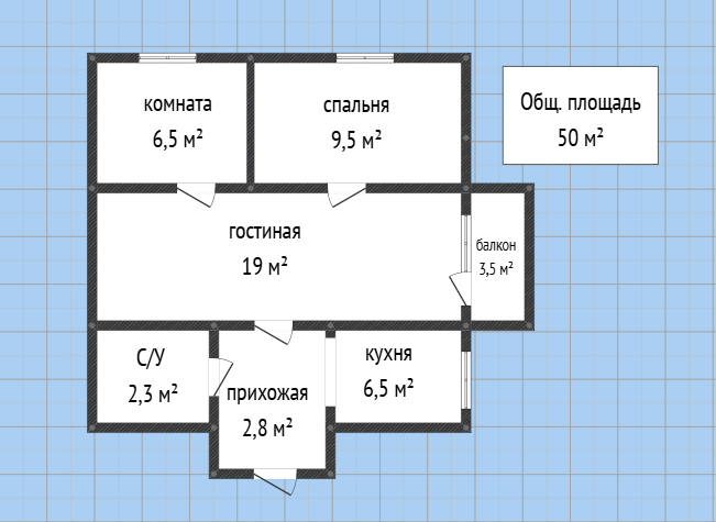 3-комнатная 46.8 м2 в ЖК undefined корпус null этаж 2