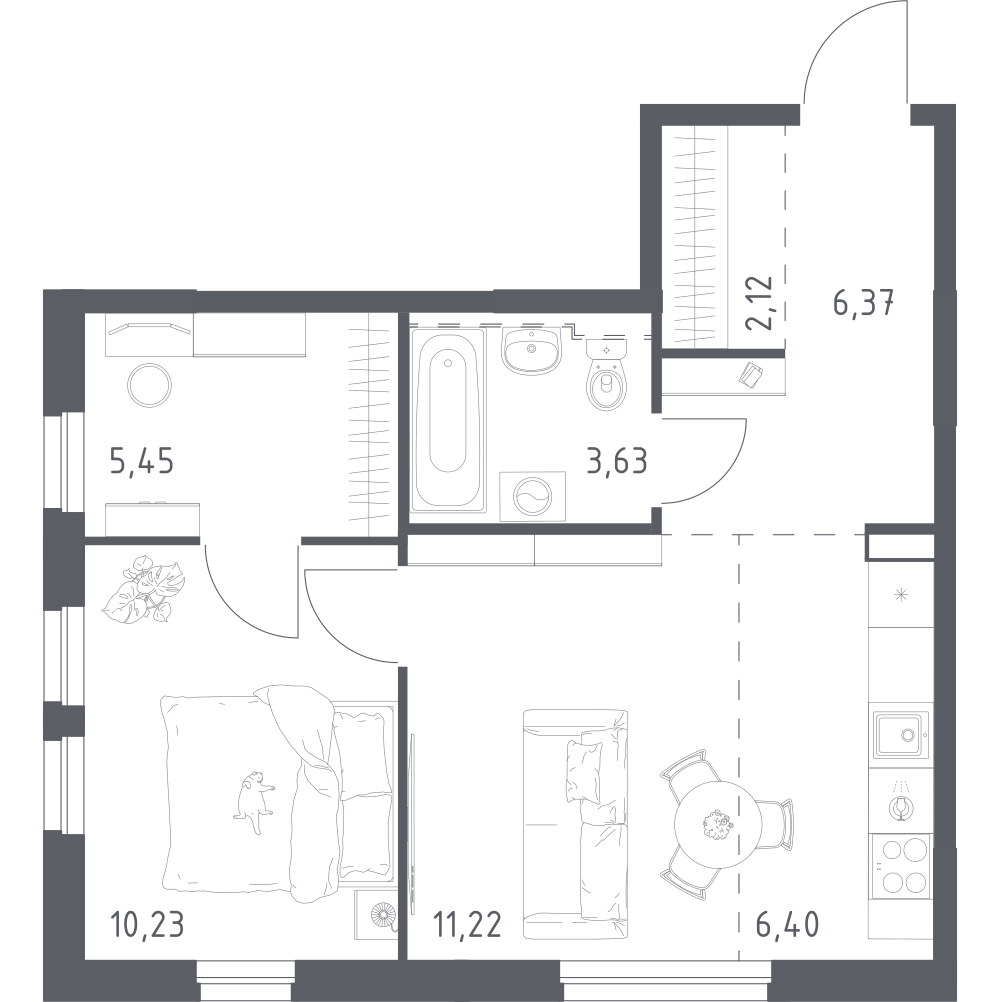 Студия 45 м2 в ЖК Урбан Мартен корпус null этаж 17