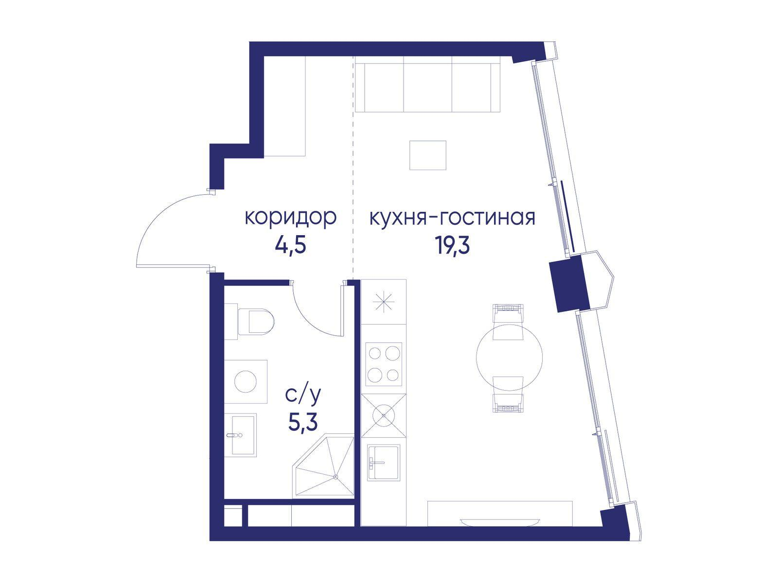 Студия 29 м2 в ЖК Остров корпус null этаж 10