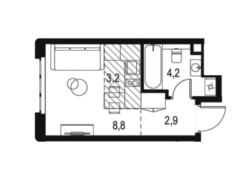 Студия 19.1 м2 в ЖК undefined корпус null этаж 17