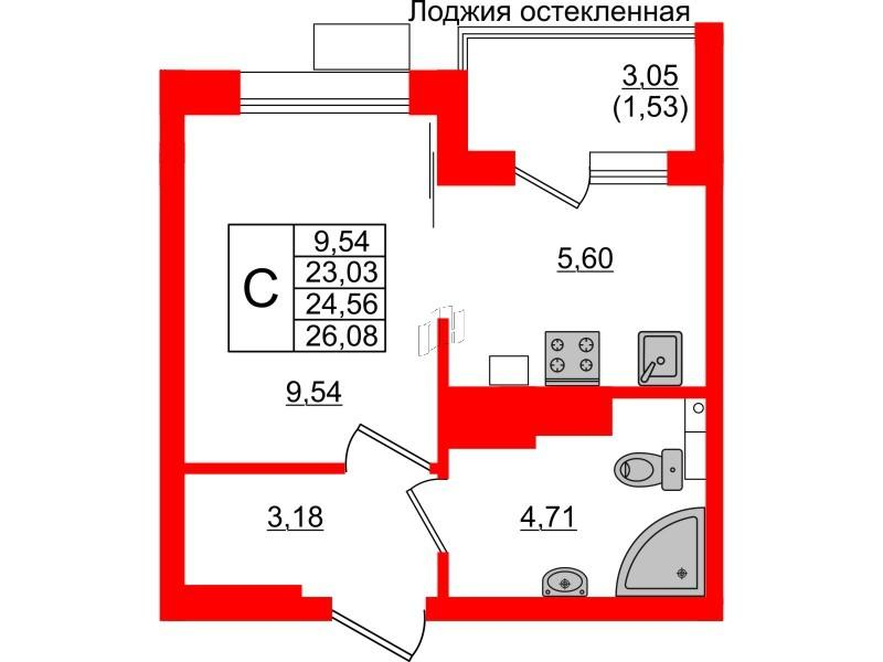 Студия 24 м2 в ЖК Lake City-10 корпус null этаж 3