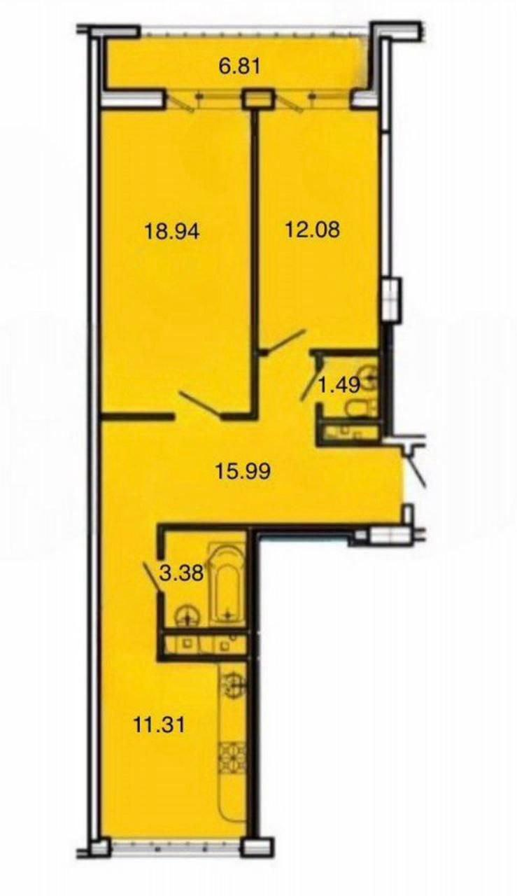 2-комнатная 63 м2 в ЖК undefined корпус null этаж 6