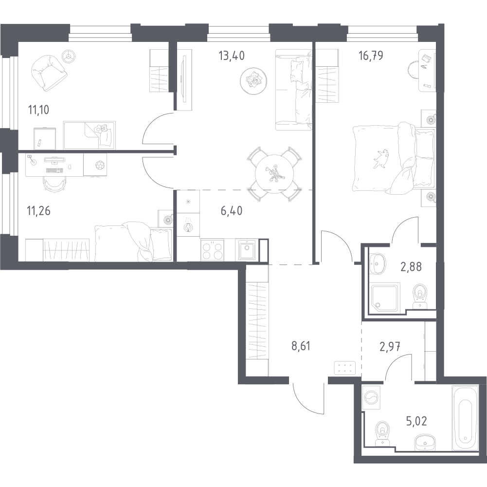 Студия 78 м2 в ЖК Рябиновая Роща корпус null этаж 13