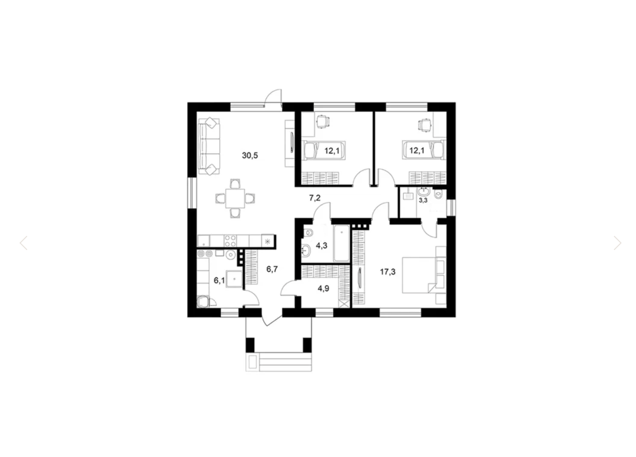 4-комнатная 118 м2 в ЖК undefined корпус null этаж null