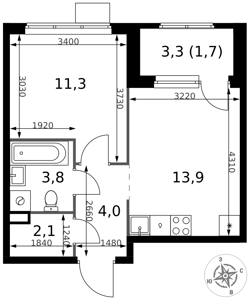 1-комнатная 36 м2 в ЖК 1-й Химкинский корпус null этаж 5