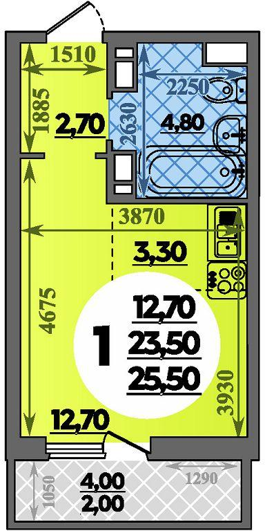 Студия 25 м2 в ЖК Парк у дома корпус null этаж 15