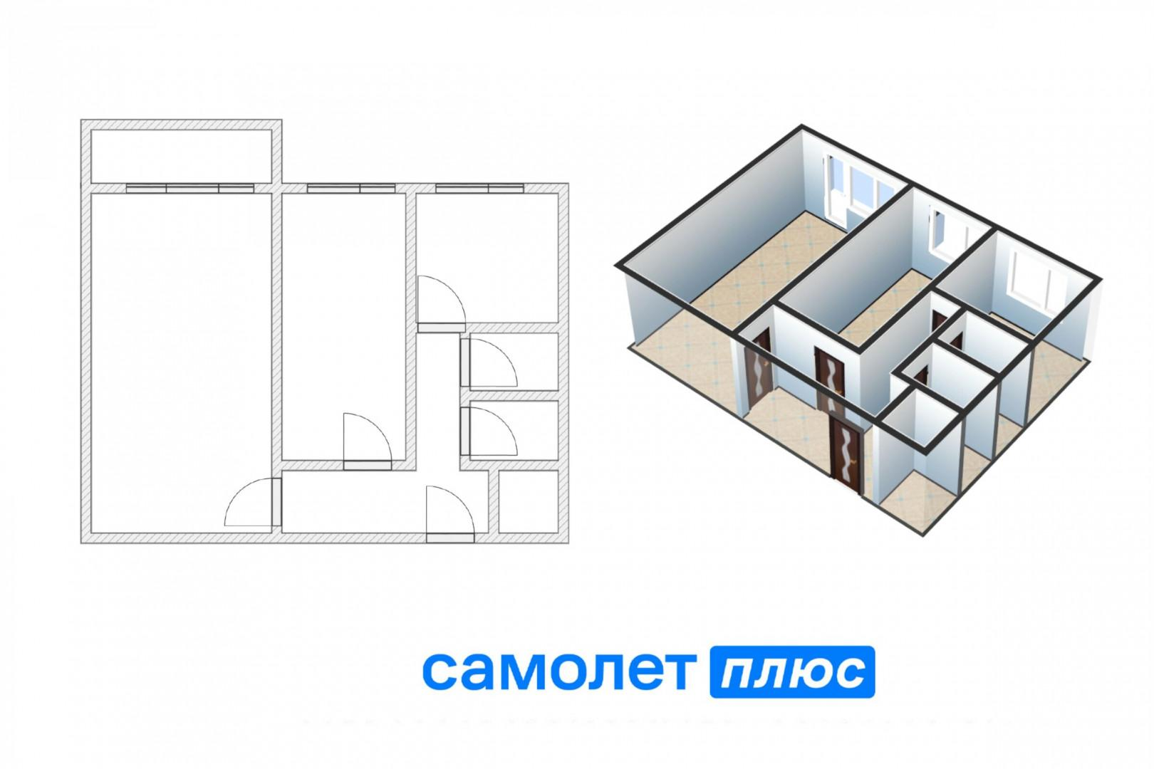 2-комнатная 44.6 м2 в ЖК undefined корпус null этаж 2
