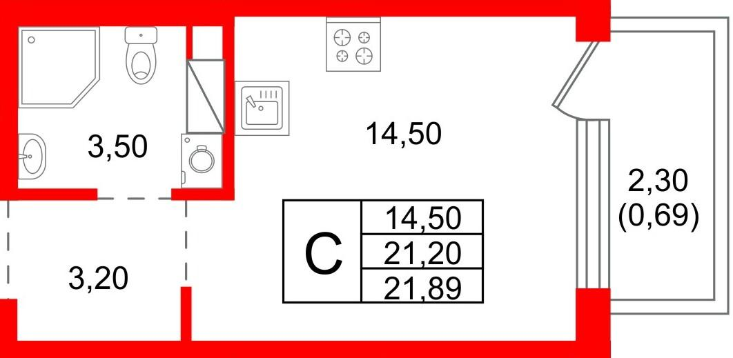 Студия 21 м2 в ЖК PLUS Пулковский корпус null этаж 2