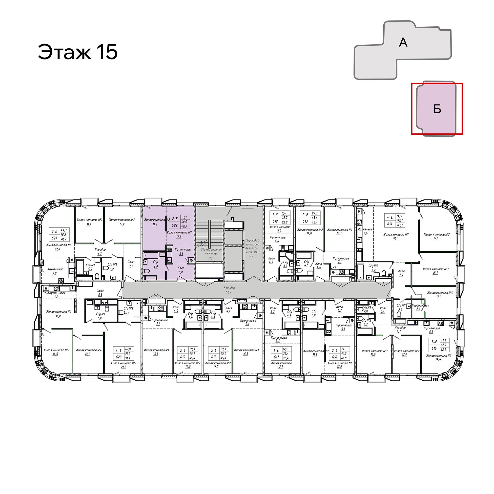 2-комнатная 40 м2 в ЖК УНО.Соколиная гора корпус null этаж 15