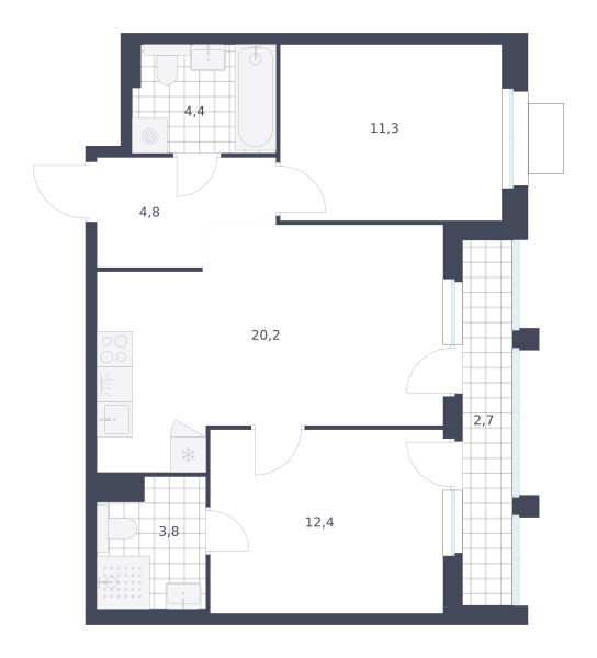 2-комнатная 59 м2 в ЖК Деснаречье корпус null этаж 4