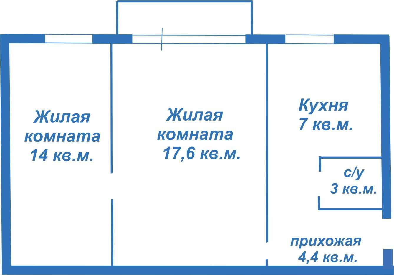 2-комнатная 45.8 м2 в ЖК undefined корпус null этаж 2