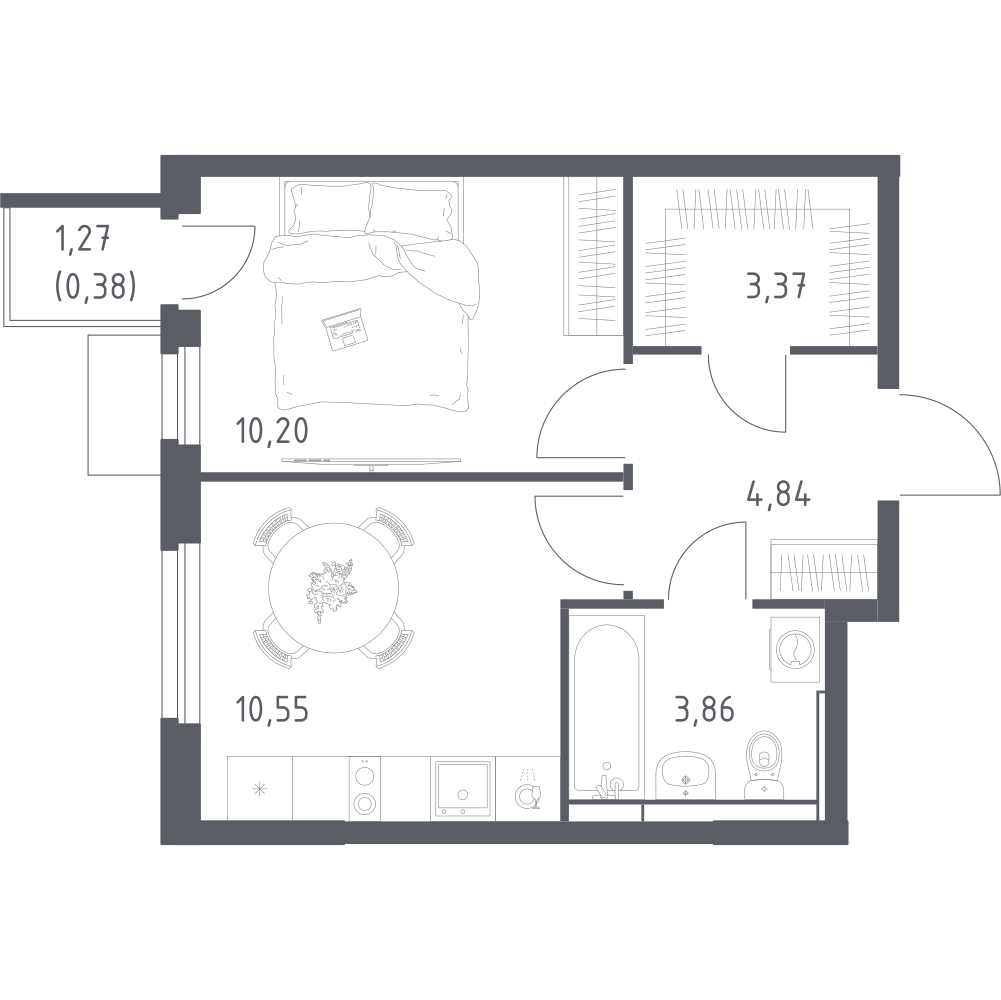 1-комнатная 33 м2 в ЖК Мытищи Парк корпус null этаж 4