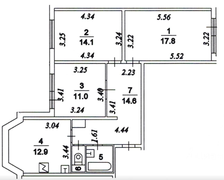 3-комнатная 73 м2 в ЖК undefined корпус null этаж 1