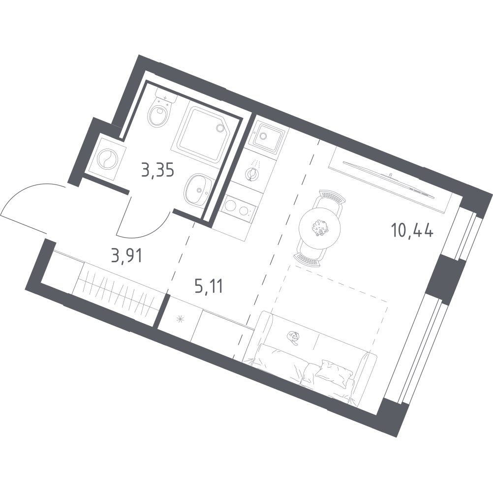 Студия 22 м2 в ЖК Квартал Западный корпус null этаж 5