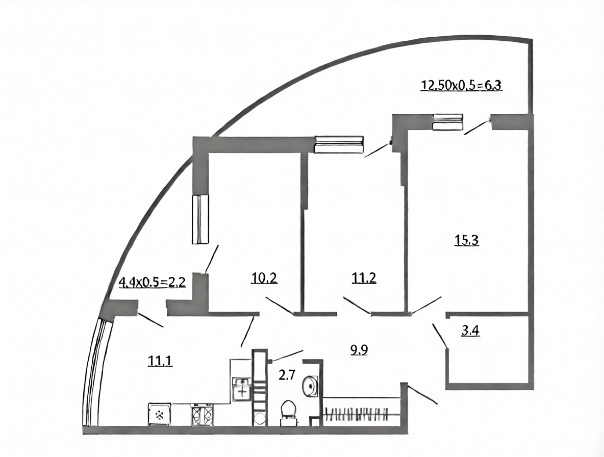 3-комнатная 80.7 м2 в ЖК undefined корпус null этаж 9