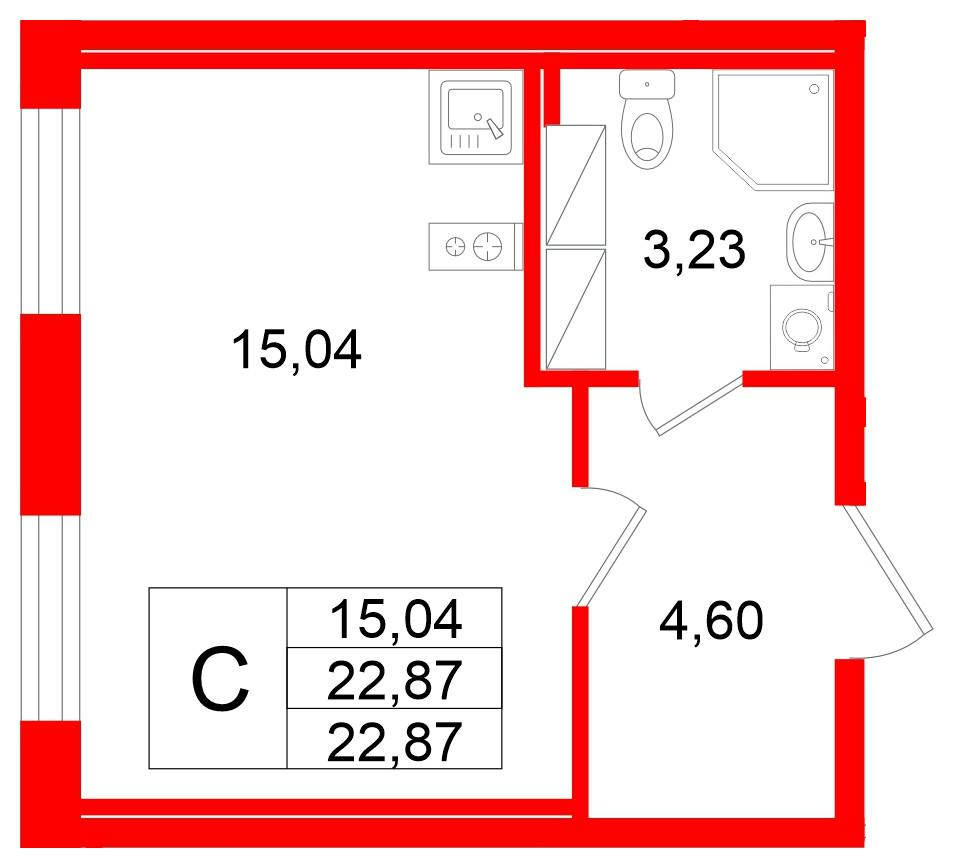 Студия 22 м2 в ЖК Квартал Заречье корпус null этаж 5