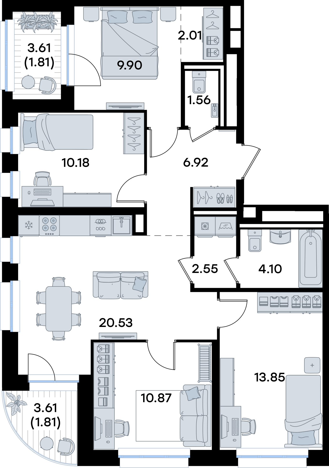 4-комнатная 86 м2 в ЖК Экосити корпус null этаж 6