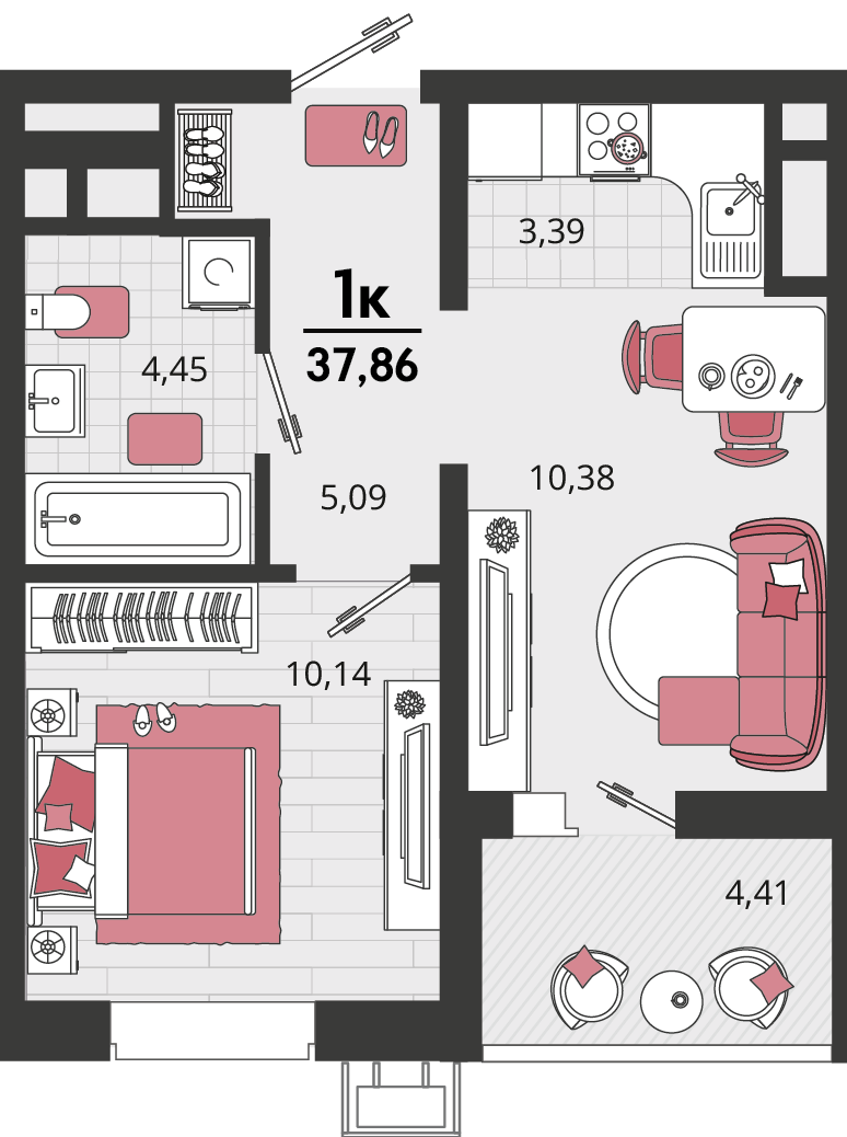 2-комнатная 37 м2 в ЖК Родные просторы корпус null этаж 10