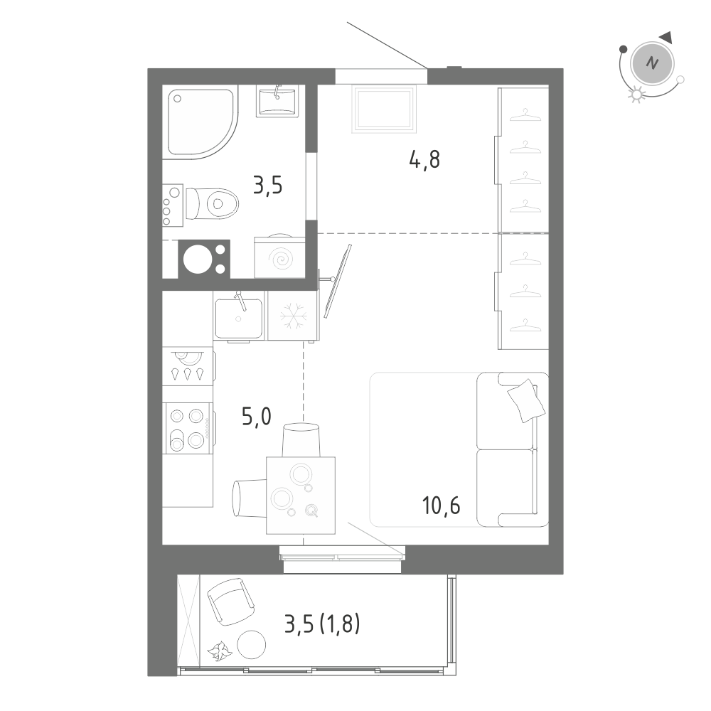 Студия 25 м2 в ЖК Клюква.Парк корпус null этаж 7