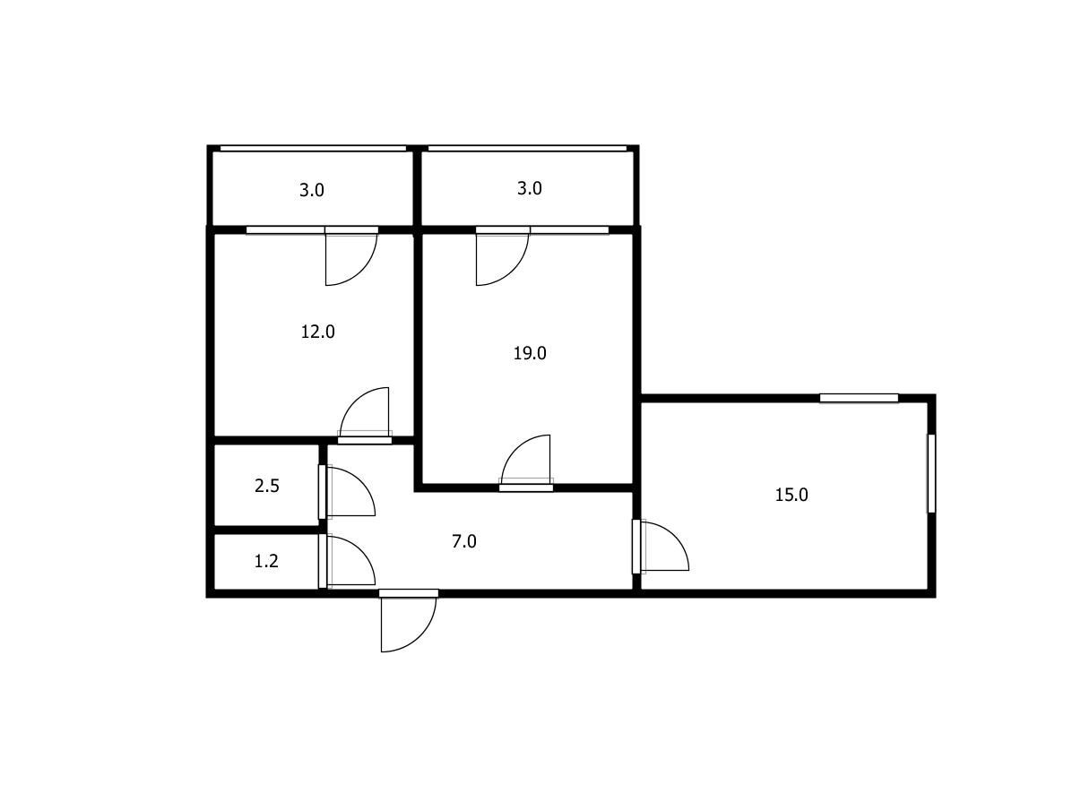 2-комнатная 55.8 м2 в ЖК undefined корпус null этаж 3