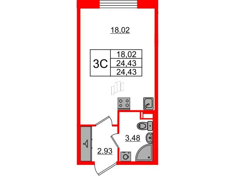 Студия 24 м2 в ЖК Univer City корпус null этаж 1