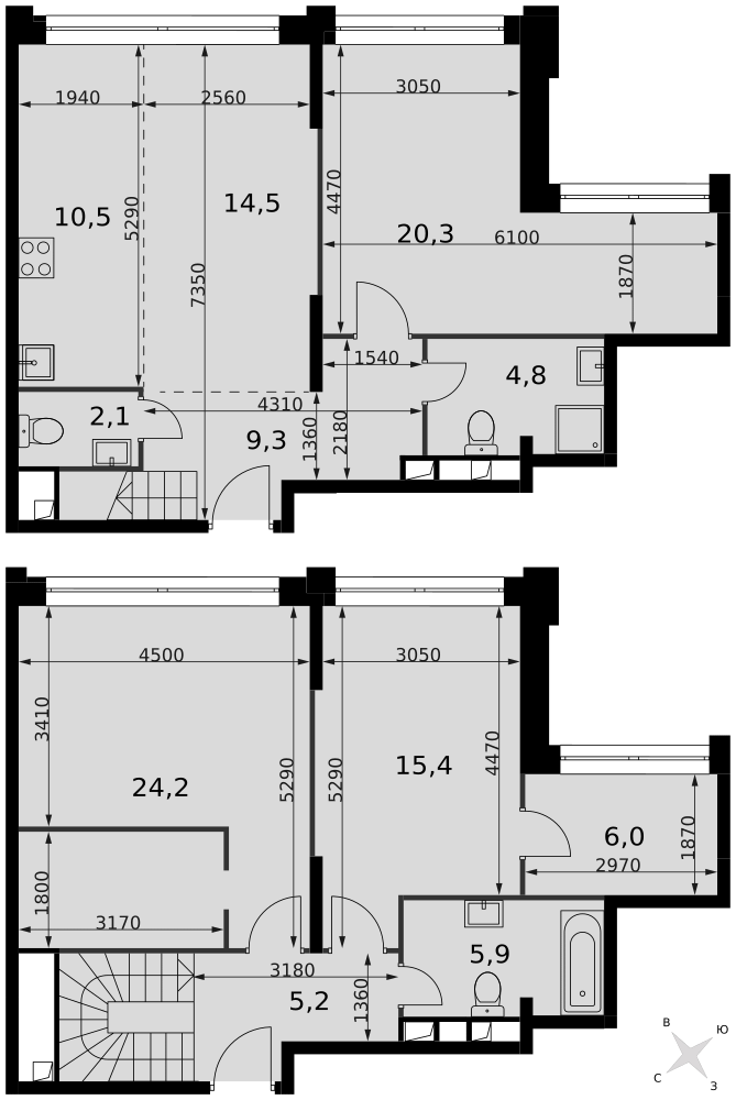 4-комнатная 118 м2 в ЖК Sydney City корпус null этаж 42
